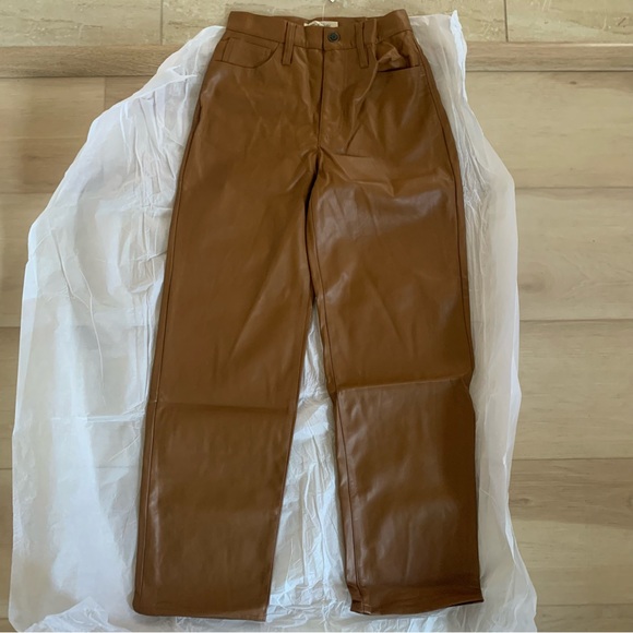 NWT Madewell Tan Faux Leather Pants - Picture 1 of 5